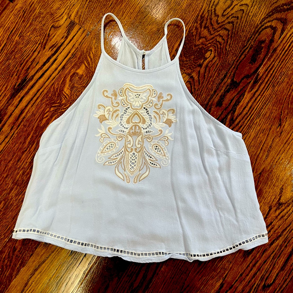 Floral High-Neck Long Crop Top